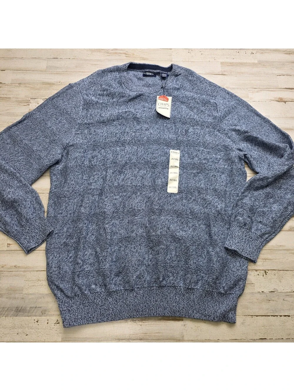 NWT Chaps Crewneck Sweater Men's 2XLT Big Tall 100% Cotton - Heathered Blue
